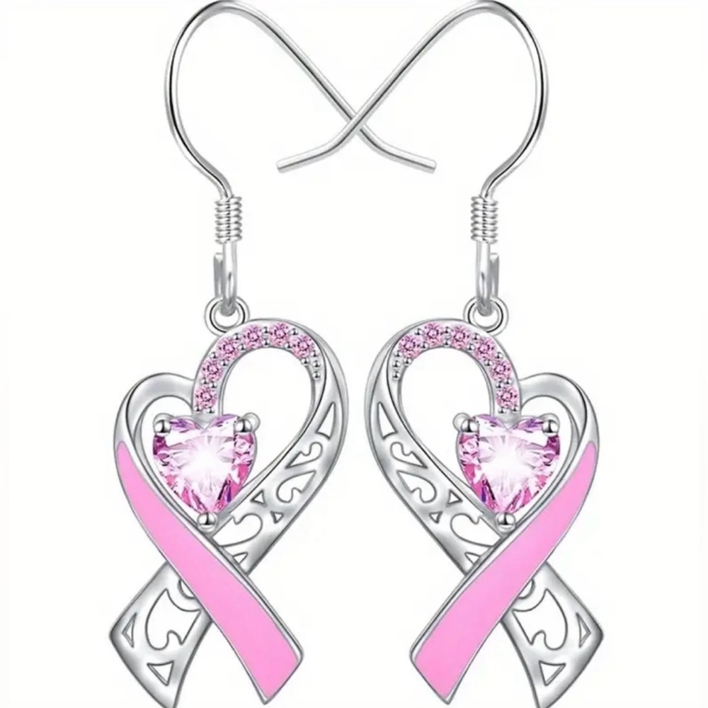 Breast Cancer Ribbon earrings - Picture 2 of 6